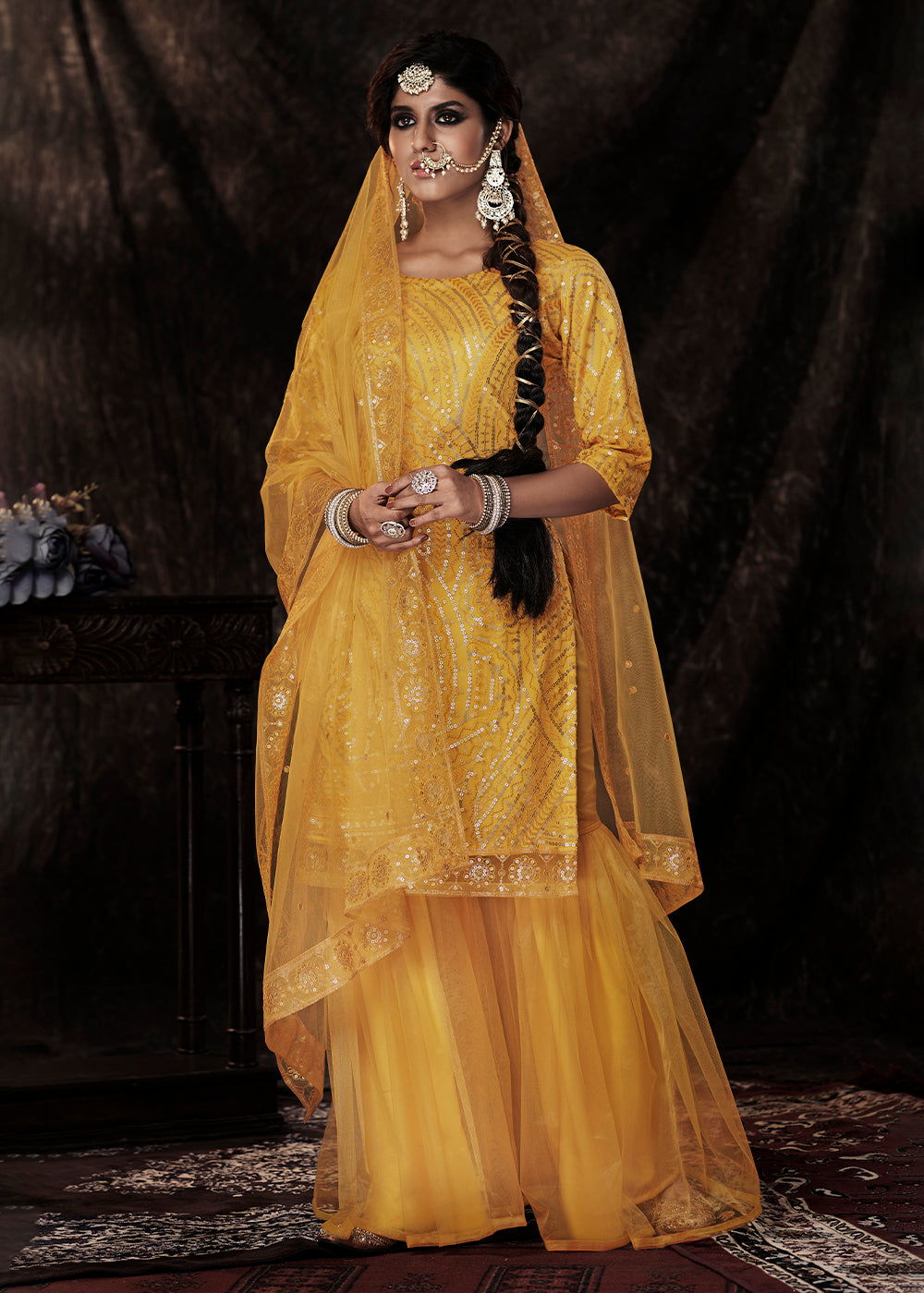slim fit dress slacks Golden Brown Sharara Dress – SAKSHI