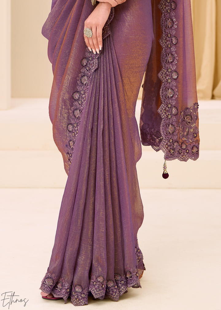 Lavender Iris Dual-Tone Two-Tone Georgette Saree
