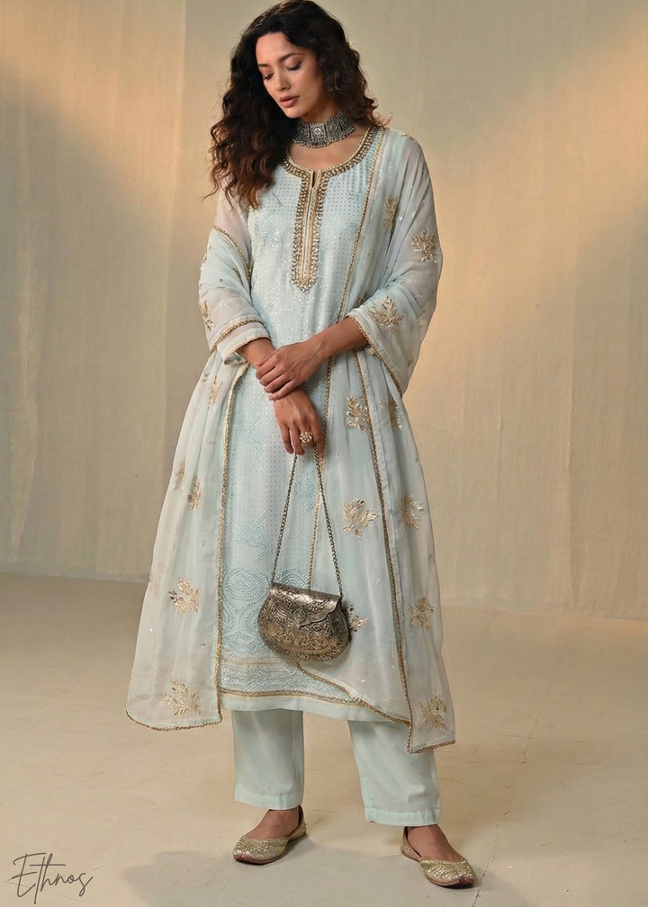 Baby Blue Georgette Pant Suit