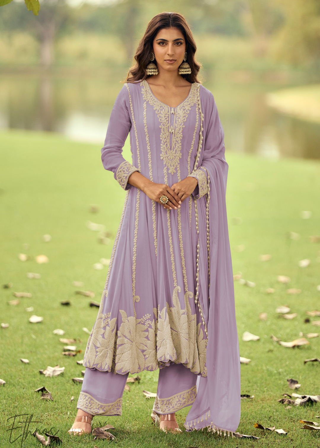 purple anarkali dress Purple Embroidered Front Slit Style Anarkali Suit custom