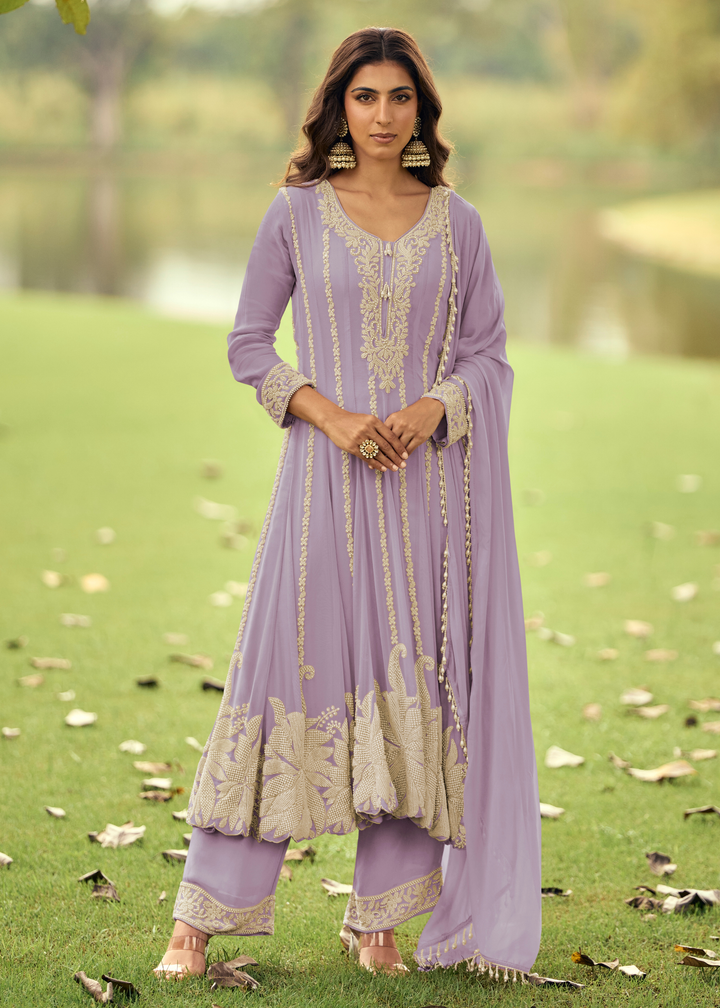 Lilac Purple Georgette Anarkali Suit