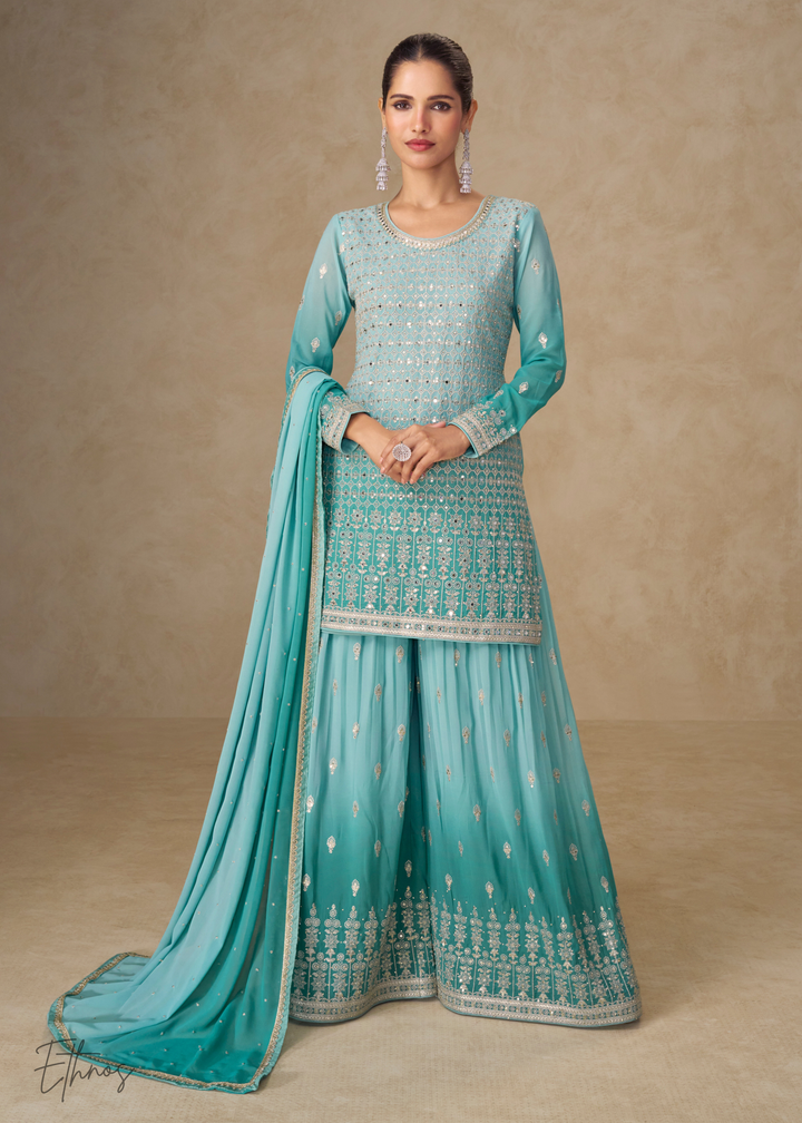 Aqua Blue Georgette Salwar Suit