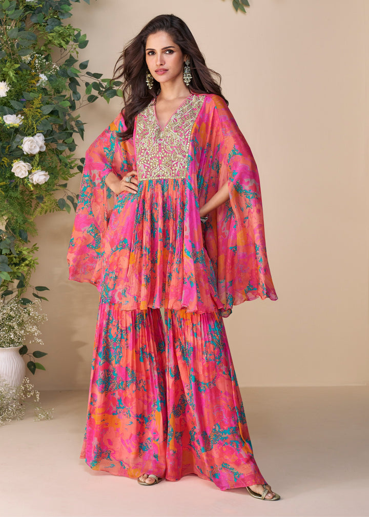 Vibrant Multicolor Premium Chinon Silk Kurta with Pant