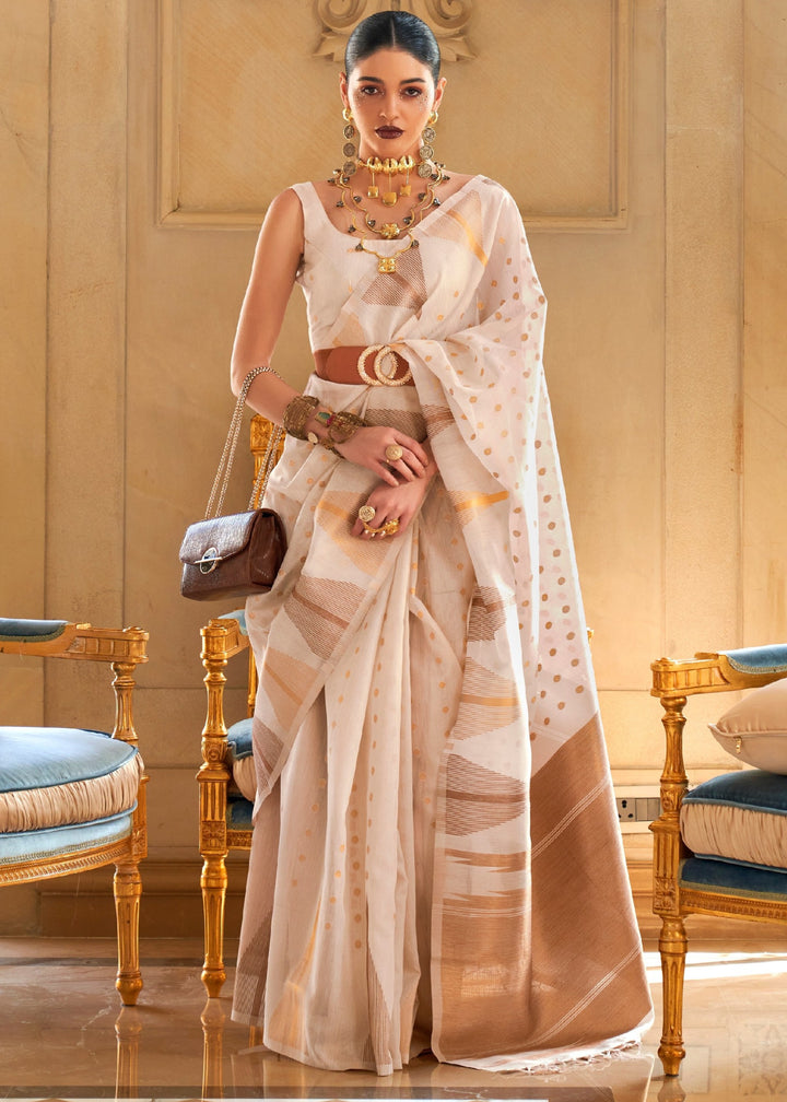 Pearl White Tissue Silk Saree