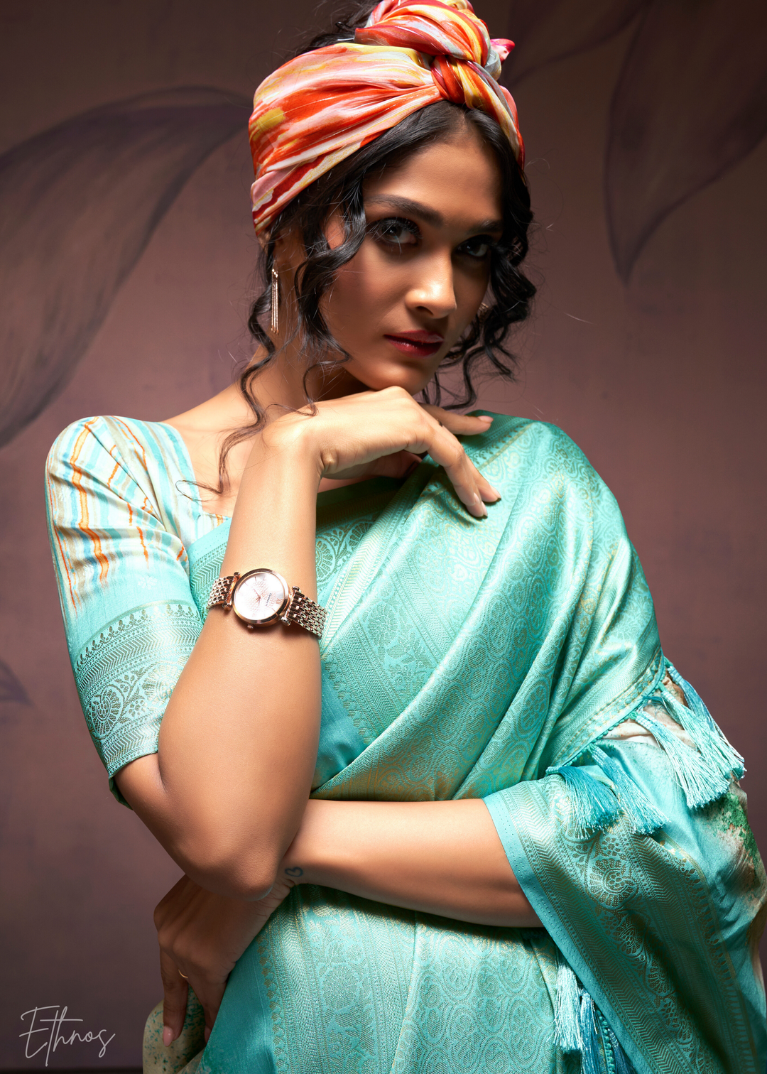 Aqua Blue Handloom Weaving Silk Saree