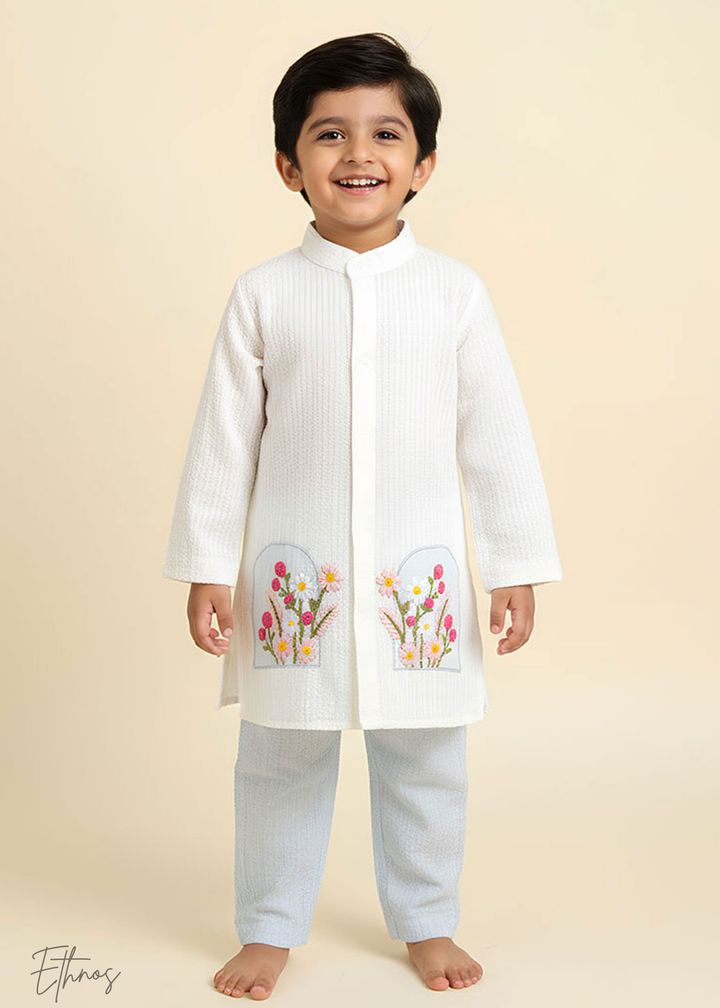 Organic Cotton White Kurta with Pajama - Windowbloom