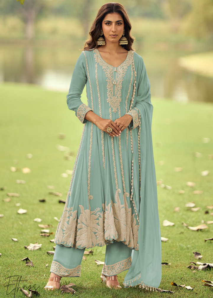 Sky Blue Georgette Anarkali Suit