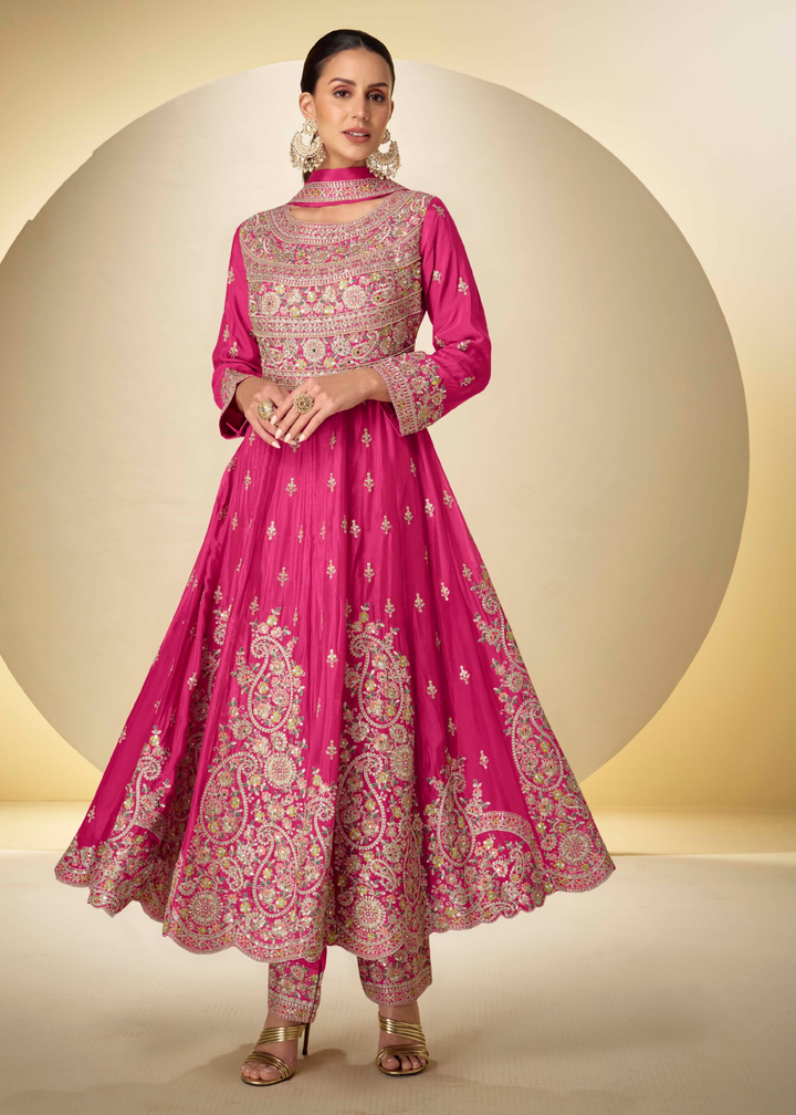 Rani Pink Chinon Salwar Suit