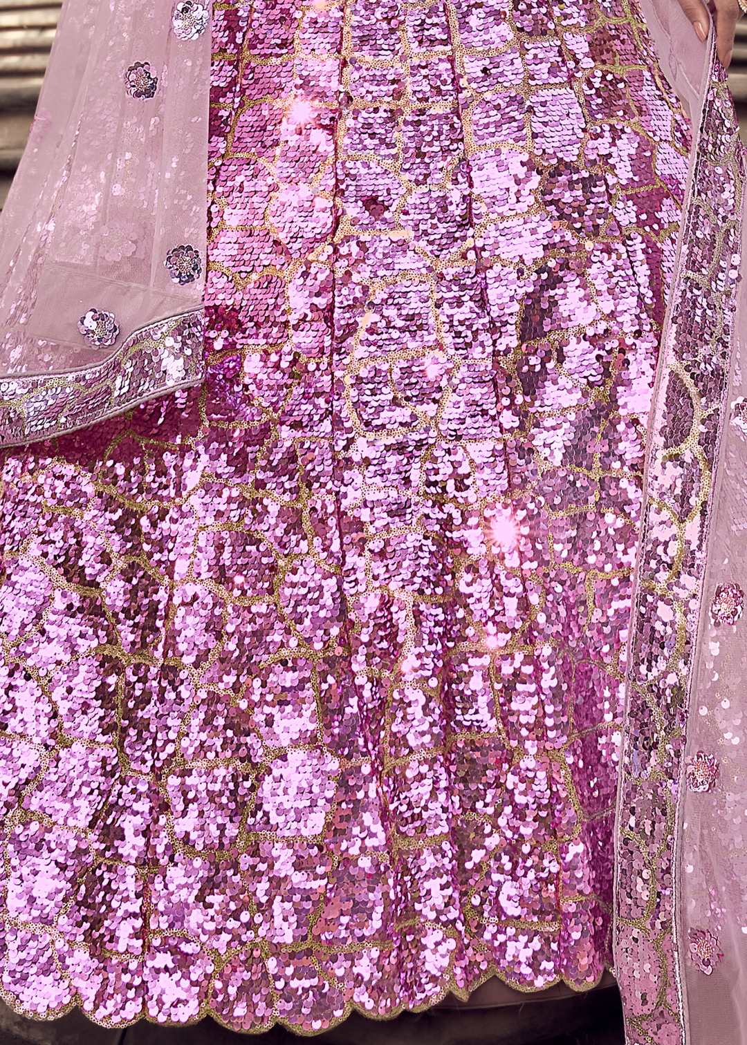 Helio Purple Designer Soft Net Lehenga Choli with Sequins work