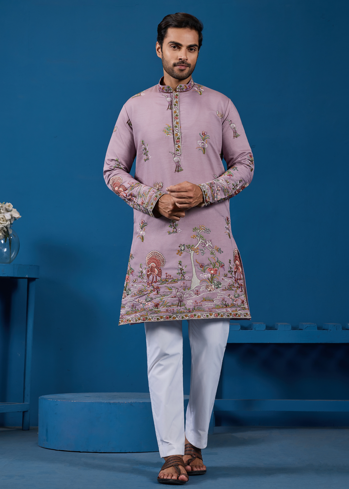 Soft Mauve Mens Wear Kurta with Pant
