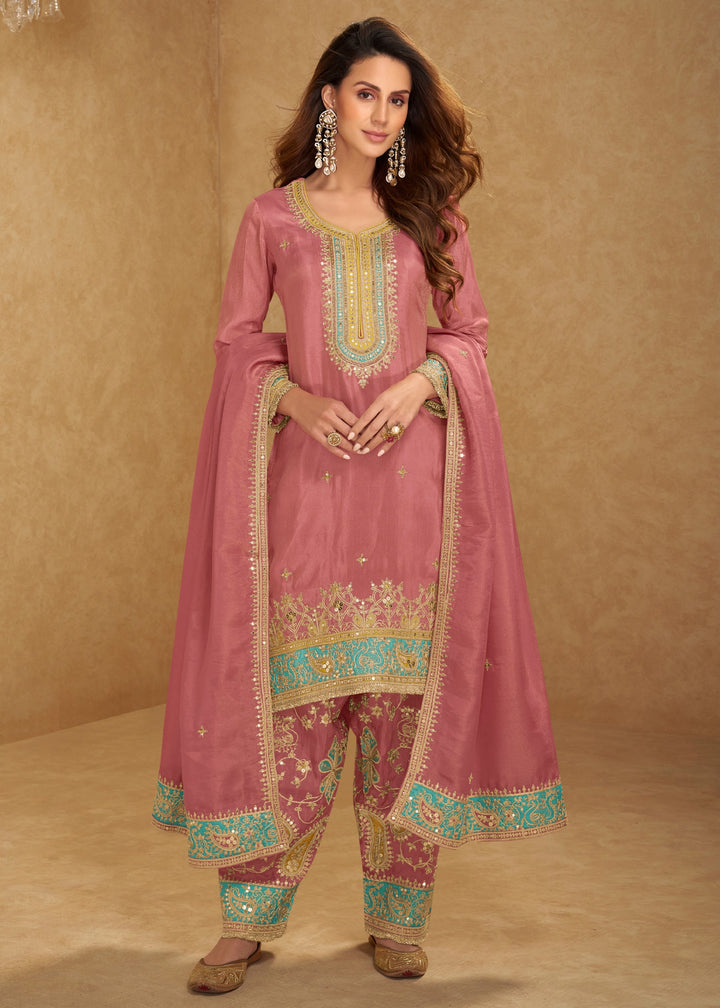 Rose Pink Simar Silk Salwar Suit