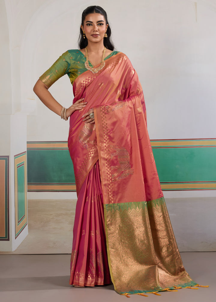 Rani pink Pure Silk Saree