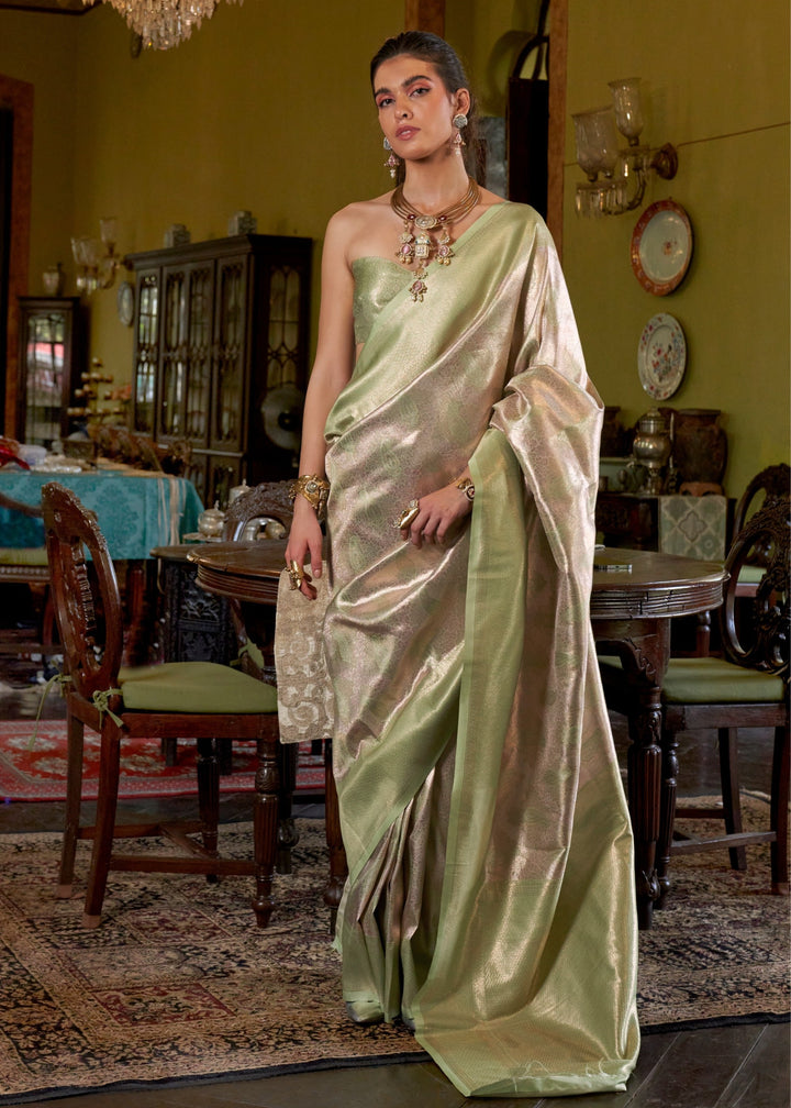 Green Pure Handloom Dharmavaram Weaving Silk Saree