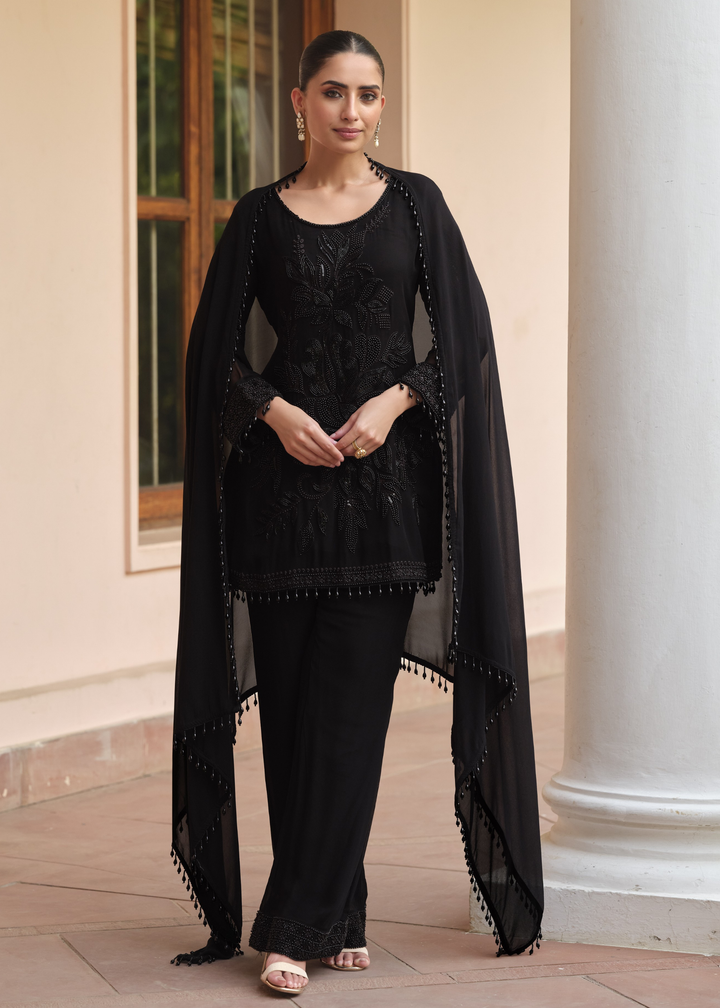 Jet Black Georgette Salwar Suit
