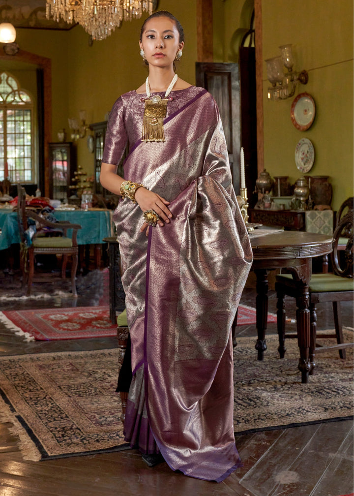 Silver Pure Handloom Dharmavaram Weaving Silk Saree