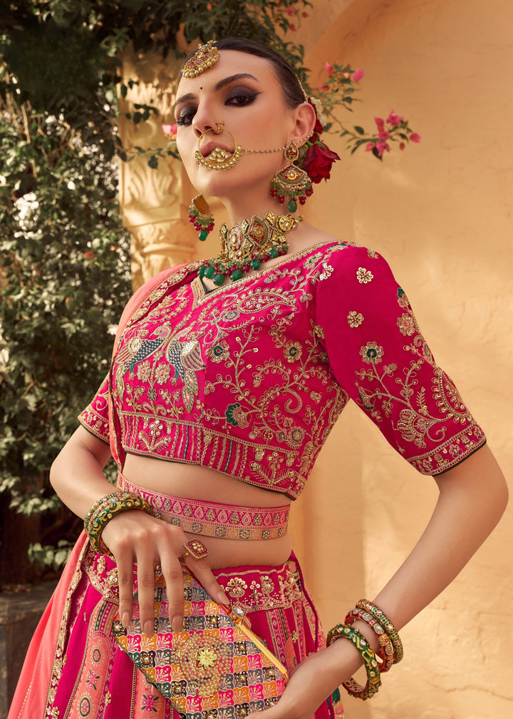 Candy Pink Banarasi Silk Lehenga Choli With Zarkan And Cut Work