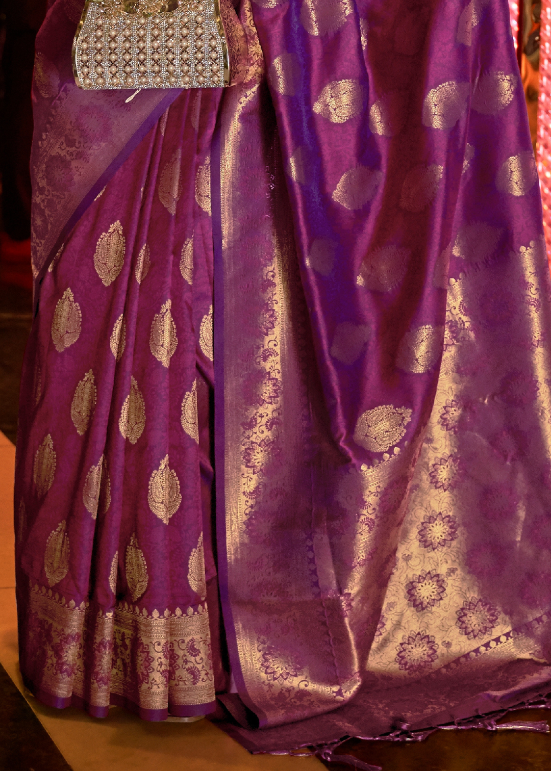 Lollipop Purple Handloom Woven Banarasi Silk Saree
