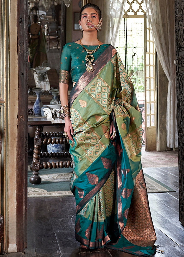 Light Green Pochampally Handloom Silk Saree