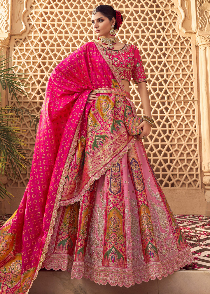 Soft Pink Banarasi Silk Lehenga Choli With Zarkan And Cut Work