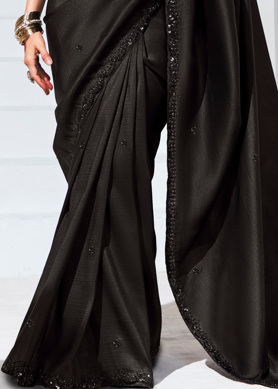 Black Glass Tissue Organza Saree