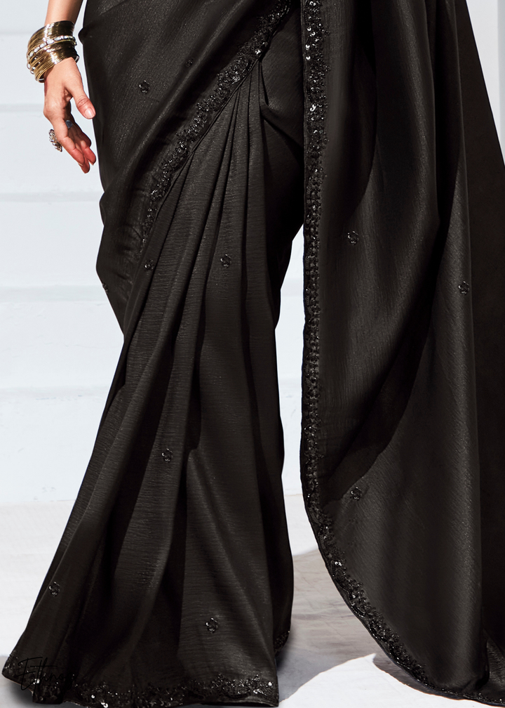 Black Glass Tissue Organza Saree