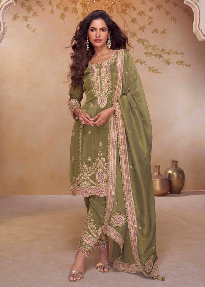Sage Green Silk Salwar Suit