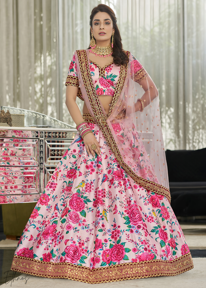 Candy Floss Pink Silk Lehenga With Dupatta