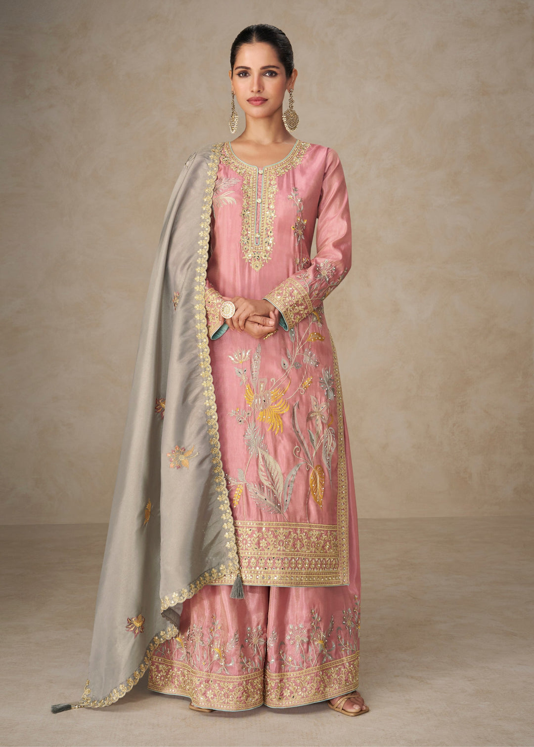 Dusty Rose Pink Premium Simar Silk Salwar Suit