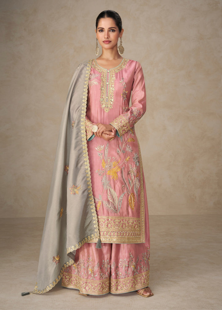 Dusty Rose Pink Premium Simar Silk Salwar Suit