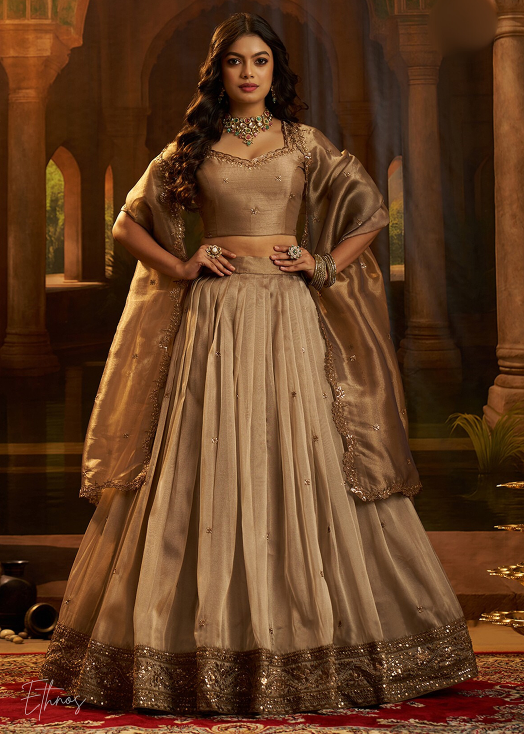 Brown Organza Art Silk Lehenga – Ethnos Brown Organza Art Silk Lehenga – Ethnos