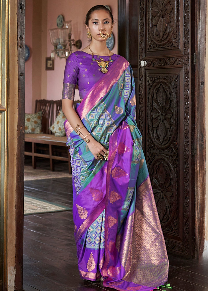 Jam Purple Pochampally Handloom Silk Saree