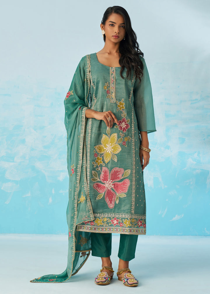 Persian Green Salwar Suit With Dupatta