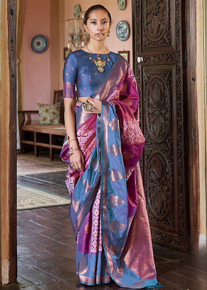 Berry PInk Pochampally Handloom Silk Saree