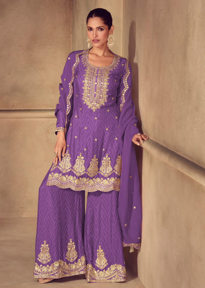 Violet Chinon Digital Print Salwar Suit