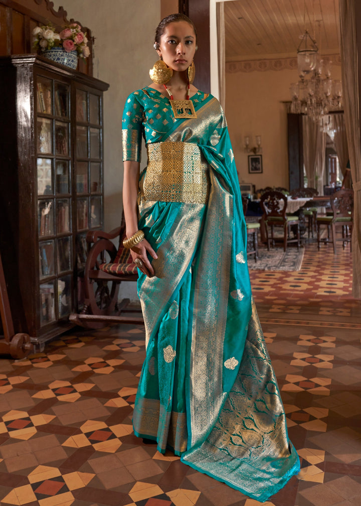 Fern Two Tone Handloom Weaving Silk Saree