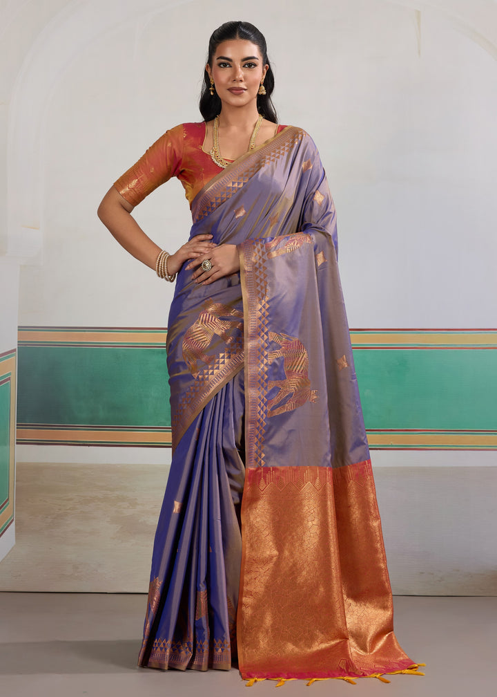 Lavender purple Pure Silk Saree