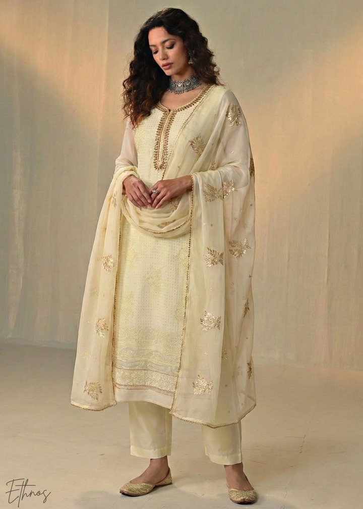 Lemon Yellow Georgette Pant Suit