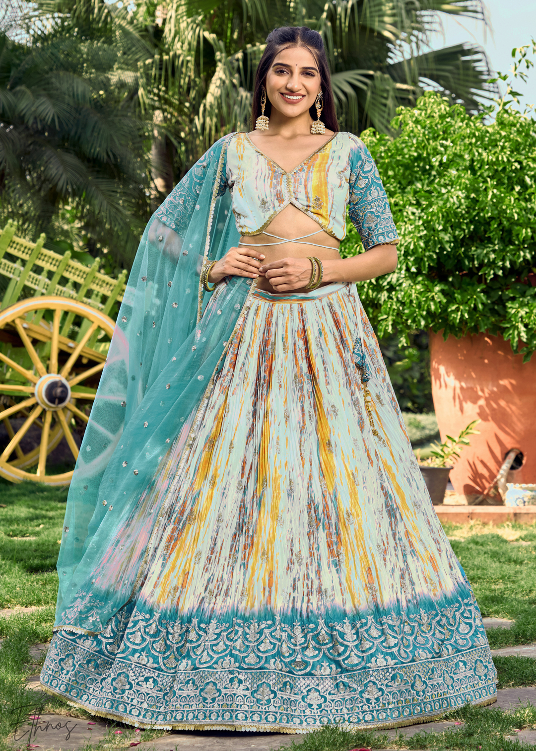 Maya Blue Chinon Silk Lehenga Choli