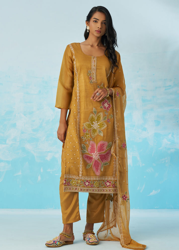 Mustard Yellow Salwar Suit With Dupatta