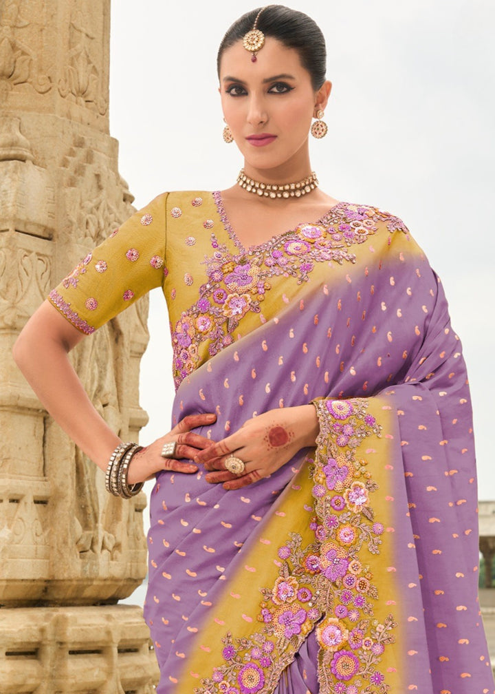 Orchid Silk Saree With Embroidery Cut and Butti Work