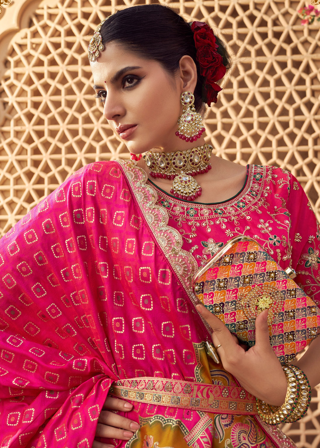 Soft Pink Banarasi Silk Lehenga Choli With Zarkan And Cut Work