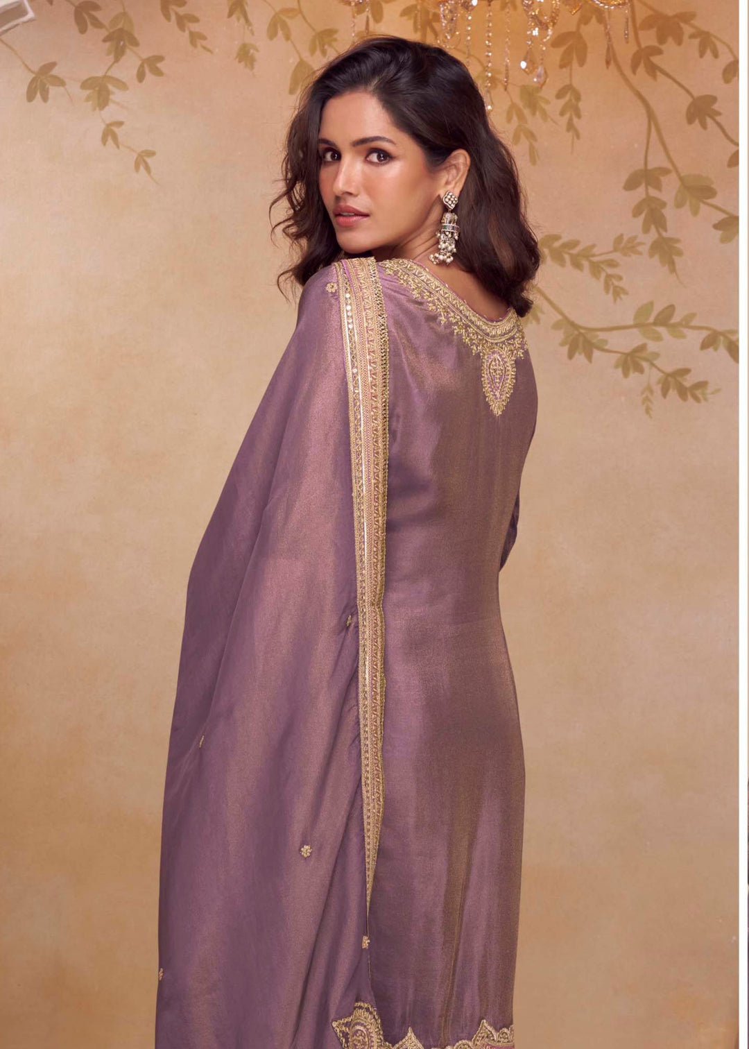 Dusty Lilac Silk Salwar Suit