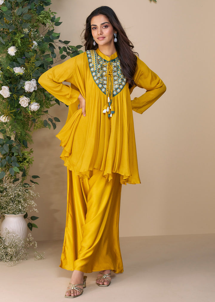 Mustard Yellow Premium Chinon Silk Kurta with Pant