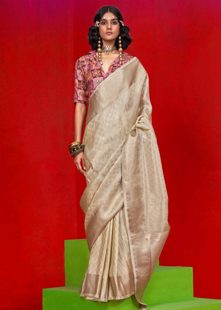 Golden Viscose Zari Tissue Silk Saree
