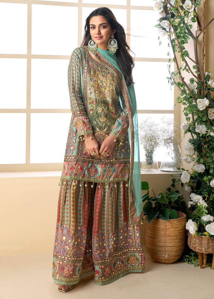 Pistachio Green Viscose Crepe Silk Salwar Suit : Top Pick (PRE-ORDER)