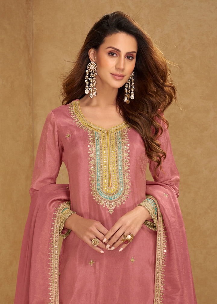 Rose Pink Simar Silk Salwar Suit