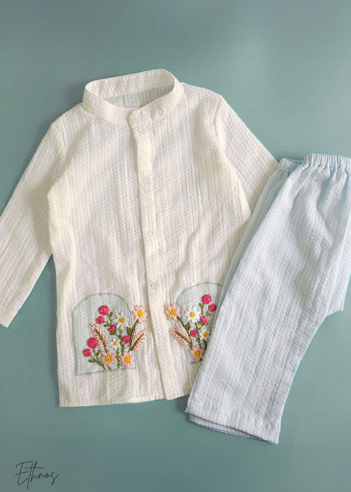 Organic Cotton White Kurta with Pajama - Windowbloom