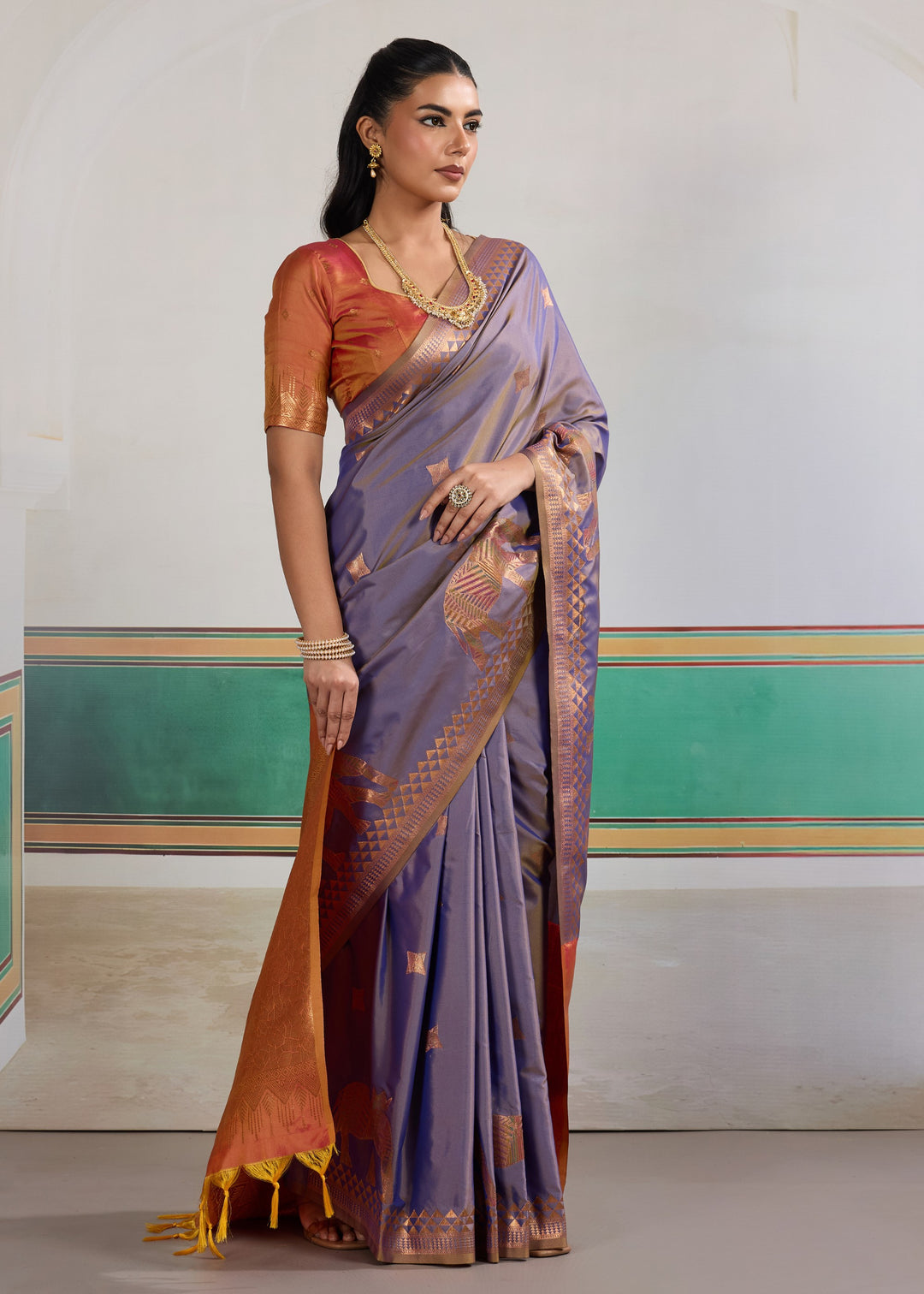 Lavender purple Pure Silk Saree