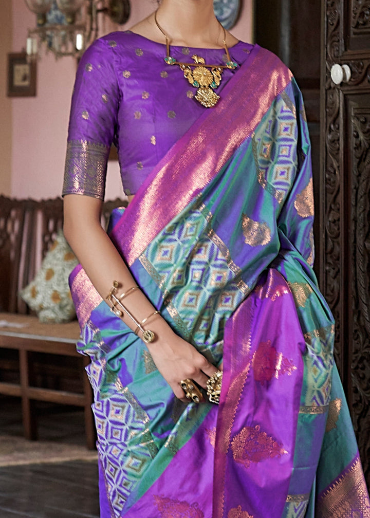 Jam Purple Pochampally Handloom Silk Saree