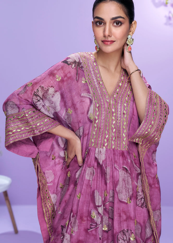 Shades of Purple Georgette Kaftan Set